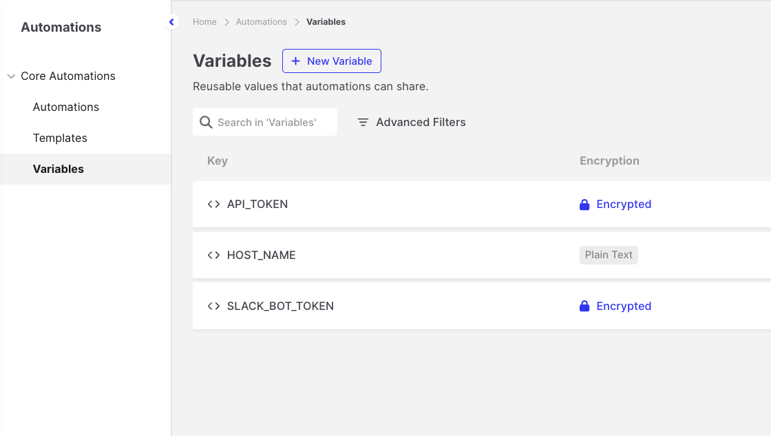 Send Slack Message: Encrypted variable for the Slack token